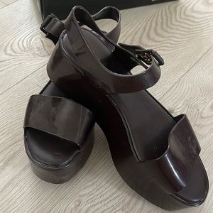 Unusual brownish-purple platform Melissa sandal